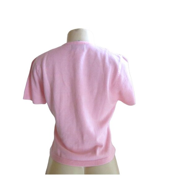 Tina Scotland Pink Cashmere Short Sleeve Sweater w V neck in Sz Medium? - Picture 4 of 5